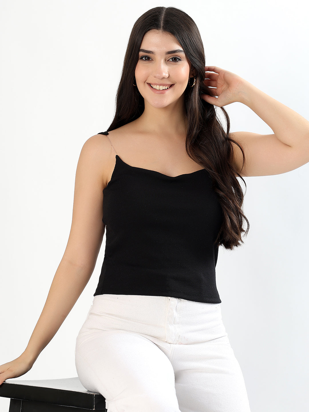 Noir Black Invisible Strap BraTop