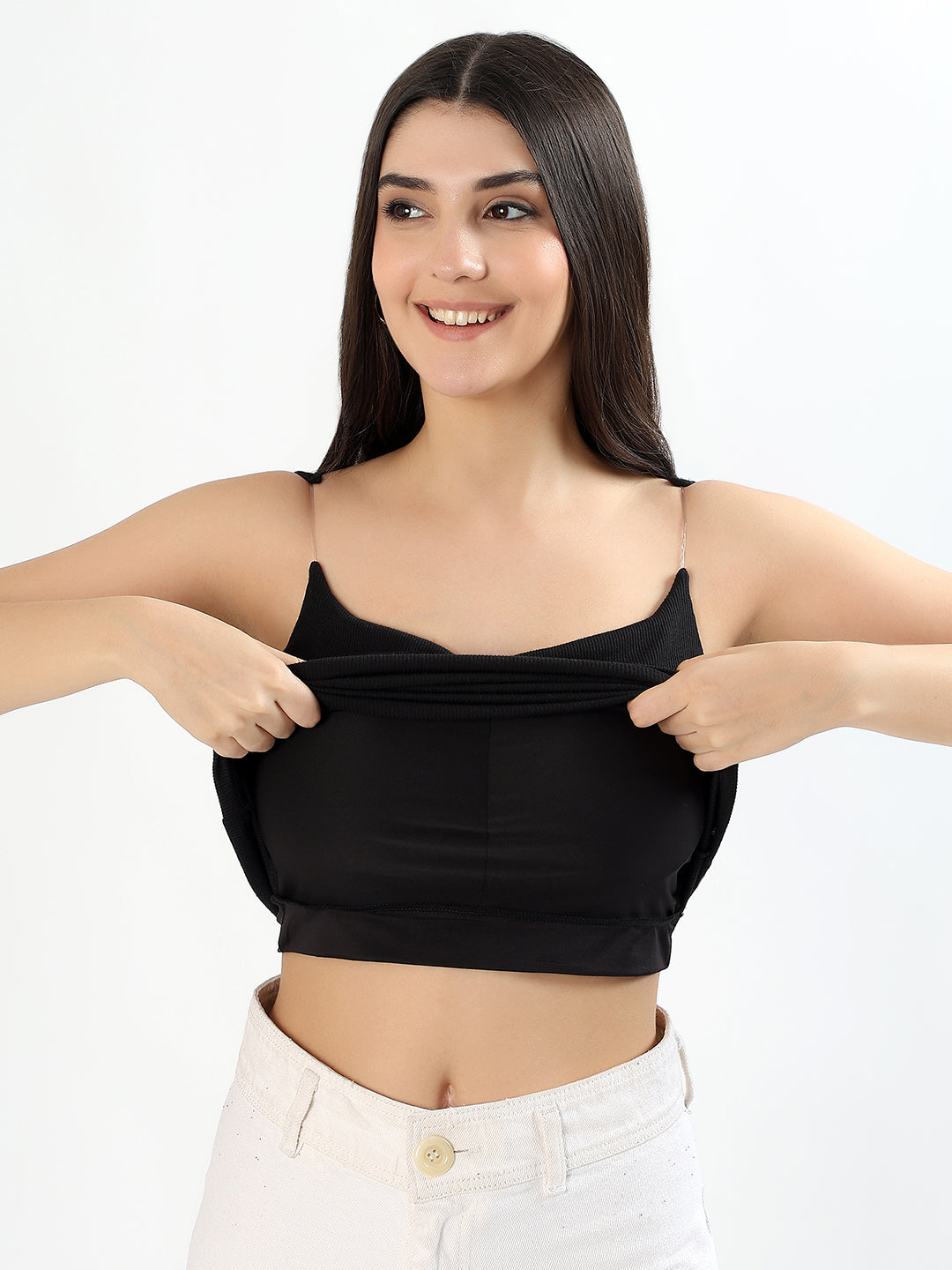 Noir Black Invisible Strap BraTop